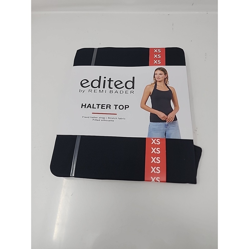 Edited by Remi Bader Womens Halter Top Black Stretch Knit Casual Size XS